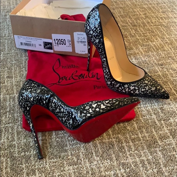 Christian Louboutin heels w/lace embossing. - Picture 1 of 7